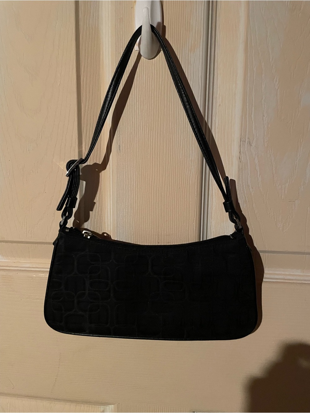 Express Black Shoulder Bag with Subtle Textured Pattern